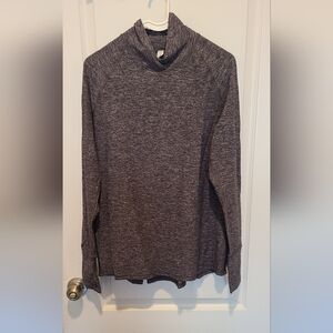 Lululemon Grey Space Dye Mock Neck Long Sleeve Peplum Back Thumbhole Top Size 12